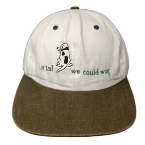Ski Country Imports Baseball Cap White Brown OS Hat Tail Wag Dog Embroidered